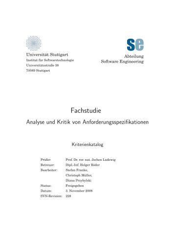 Kriterienkatalog (PDF) - Institut fÃ¼r Softwaretechnologie