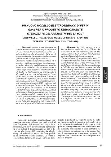 UN NUOVO MODELLO ELETTROTERMICO DI FET IN GaAs PER IL ...