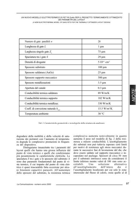 UN NUOVO MODELLO ELETTROTERMICO DI FET IN GaAs PER IL ...