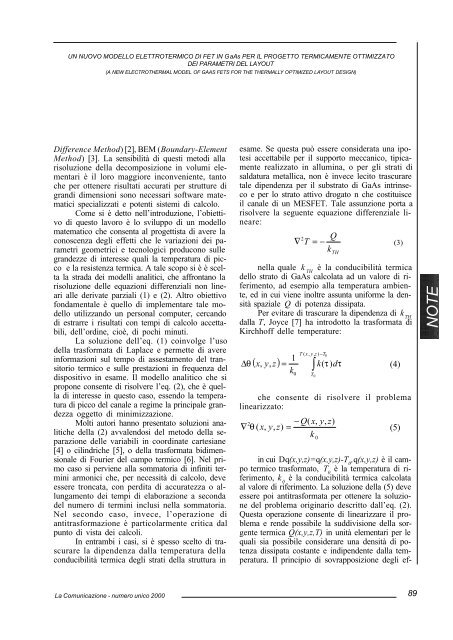 UN NUOVO MODELLO ELETTROTERMICO DI FET IN GaAs PER IL ...