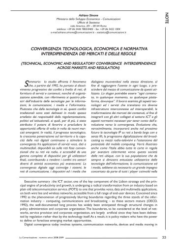 CONVERGENZA TECNOLOGICA - ISCOM - Istituto Superiore delle ...