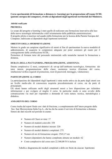 relazione finale.pdf - ISCOM - Istituto Superiore delle Comunicazioni ...