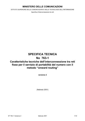 SPECIFICA TECNICA No 763-1 - ISCOM - Istituto Superiore delle ...