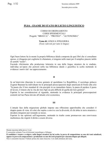 Pag. 1/32 PL0A - ESAME DI STATO DI LICEO ... - La Repubblica