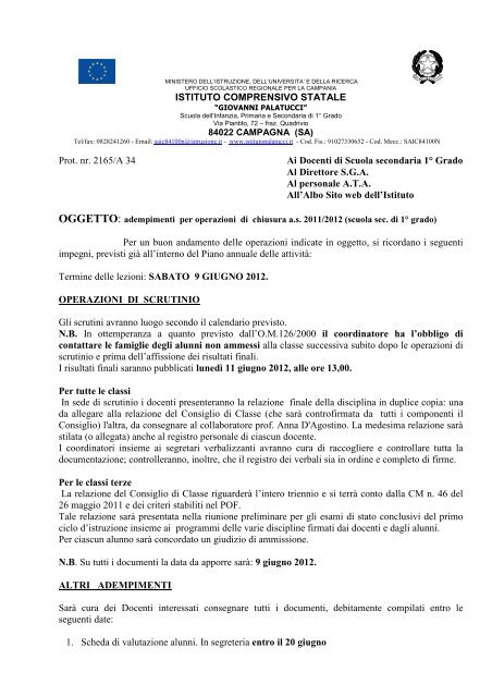 Adempimenti finali Scuola Sec. I Grado 2011-2012 - Istituto ...