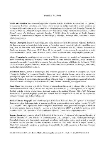 09SCIA.TMC-2010_ Despre autori.pdf - Institutul de Istoria Artei