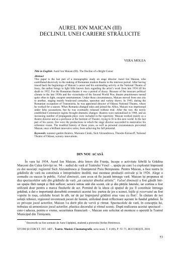 aurel ion maican (iii) - Institutul de Istoria Artei
