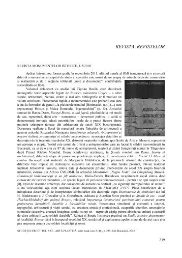 REVISTA REVISTELOR - Institutul de Istoria Artei