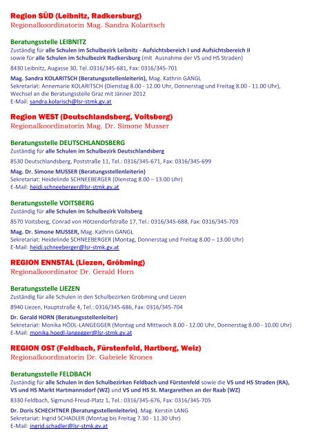 Beratungsstellen in der Steiermark - Steiermark ist super