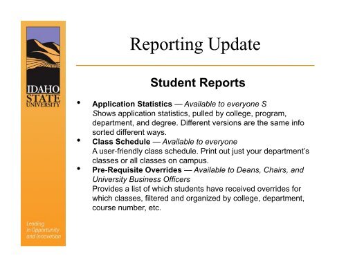 See What We've Accomplished - Idaho State University