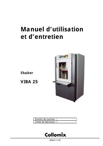 Manuel d'utilisation et d'entretien Shaker VIBA 25 - Collomix