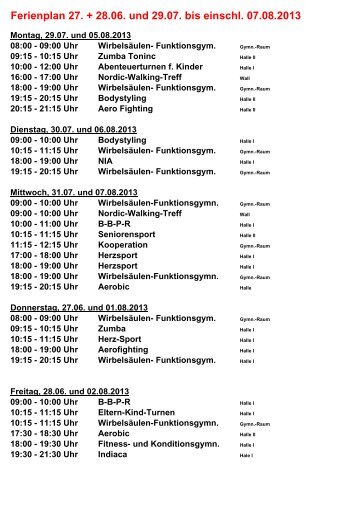 Ferien-Plan - ISV Emden