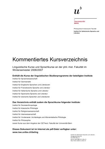 Kommentiertes Kursverzeichnis - Institut fÃ¼r Sprachwissenschaft ...