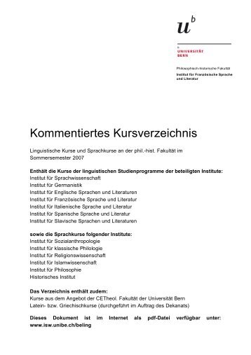 BeLing SS 07 (pdf, 958KB) - Institut fÃ¼r Sprachwissenschaft ...