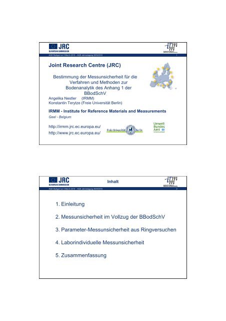 Bestimmung der Messunsicherheit fÃ¼r die Verfahren und Methoden ...