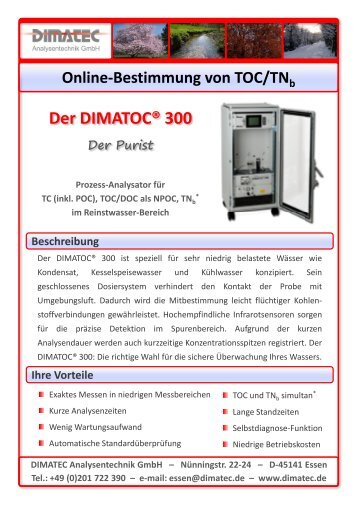 Prospekt DIMATOC ® 300 - Dimatec Analysentechnik GmbH