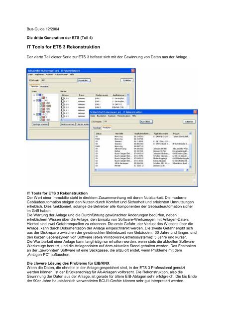 IT Tools for ETS 3 Rekonstruktion - IT GmbH