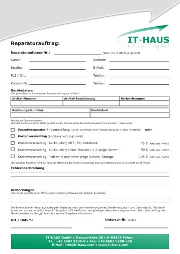 Reparaturauftrag [PDF] - IT-Haus GmbH
