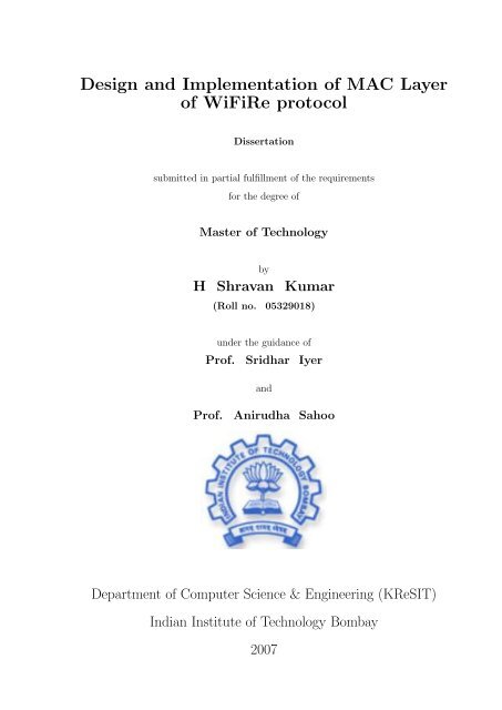 Final Thesis - KReSIT - Indian Institute of Technology, Bombay