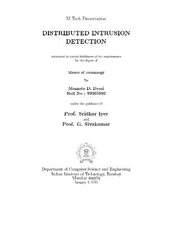 M .Tech Dissertation DISTRIBUTED INTRUSION DETECTION ...