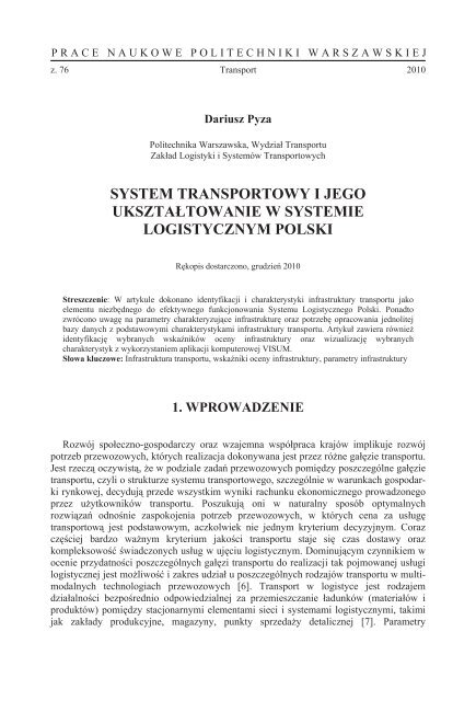 System transportowy i jego ukształtowanie w Systemie Logistycznym