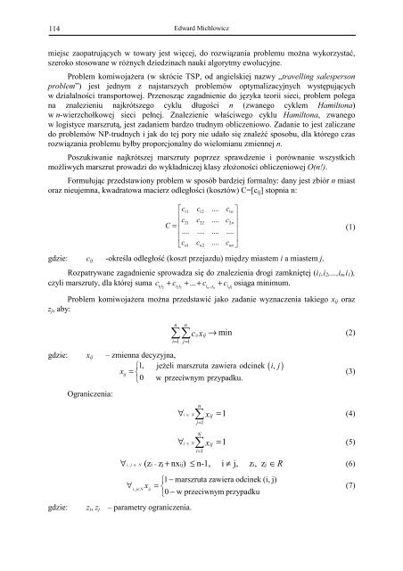 Problem komiwojażera dla kilku centrów dystrybucji - Transportu