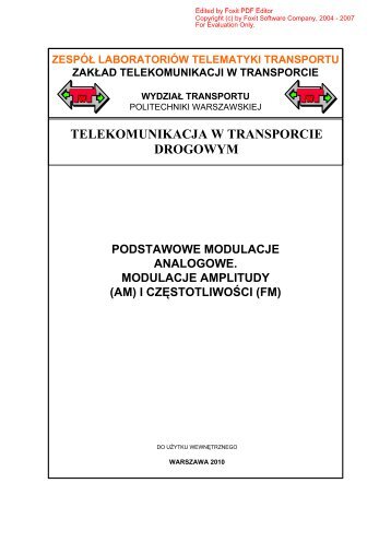 TELEKOMUNIKACJA W TRANSPORCIE DROGOWYM - Transportu