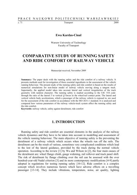 Comparative study of running safety and ride comfort