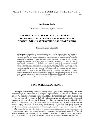 decoupling w sektorze transportu – weryfikacja zjawiska w ...