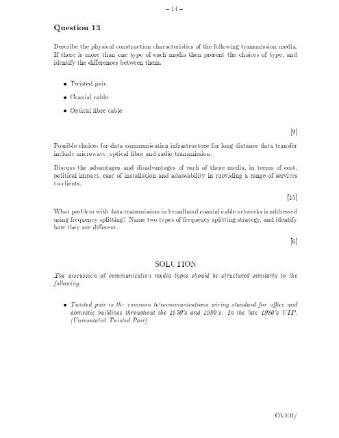 Final Examination Data Communication and Networks ...