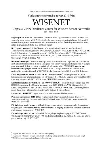 WISENET - Institutionen fÃ¶r informationsteknologi - Uppsala universitet