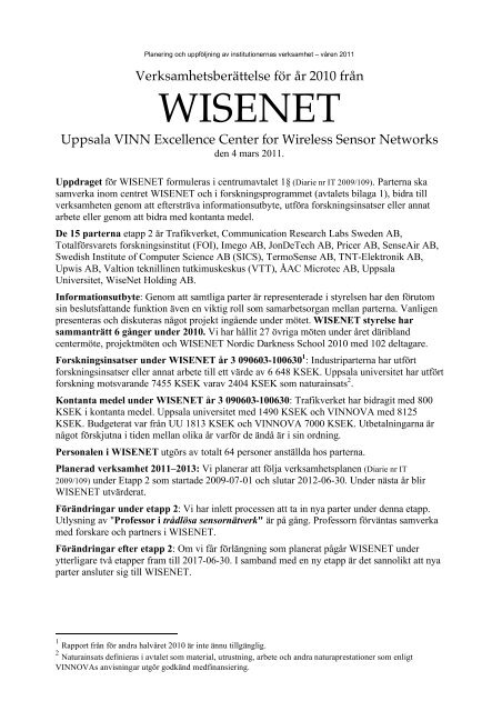 WISENET - Institutionen fÃ¶r informationsteknologi - Uppsala universitet