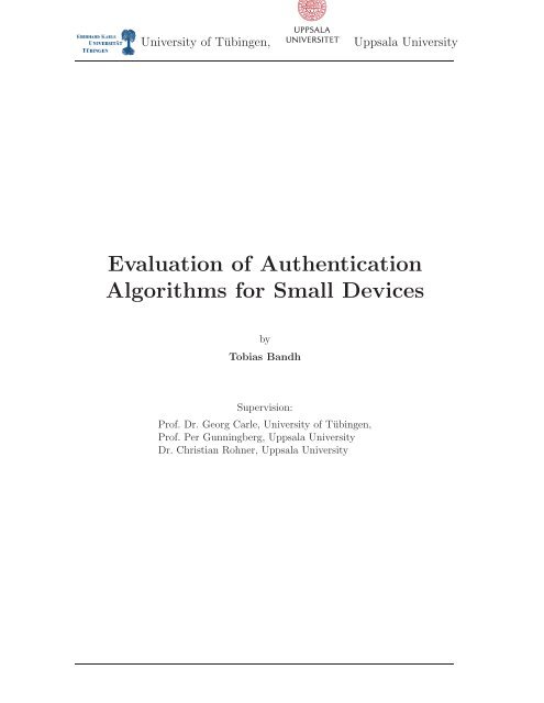 Evaluation of Authentication Algorithms for Small Devices