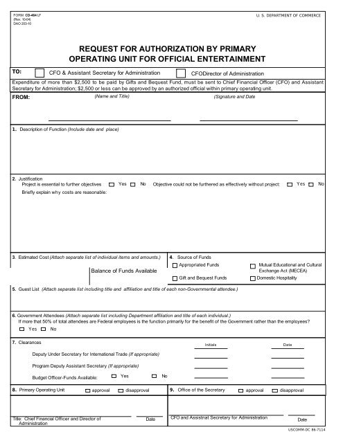 A CD-464 - International Trade Administration - Department of ...