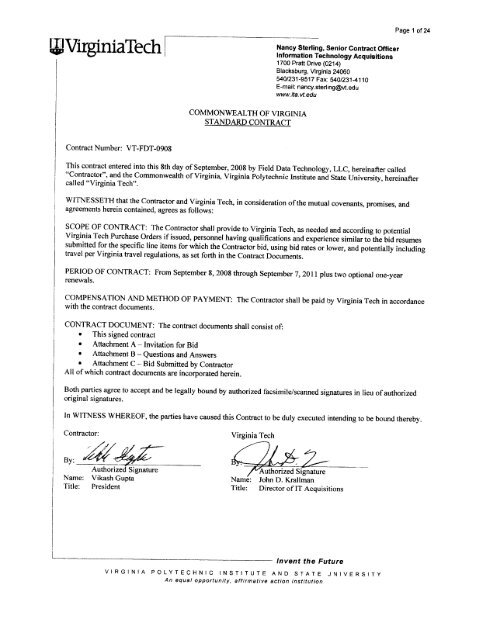 Virginia Tech Letterhead - Information Technology Acquisitions ...