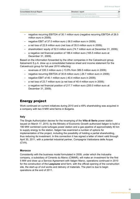 Report 2010 - Italcementi Group