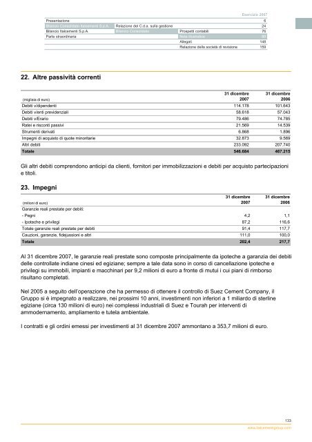 Bilancio 2007 - Italcementi Group