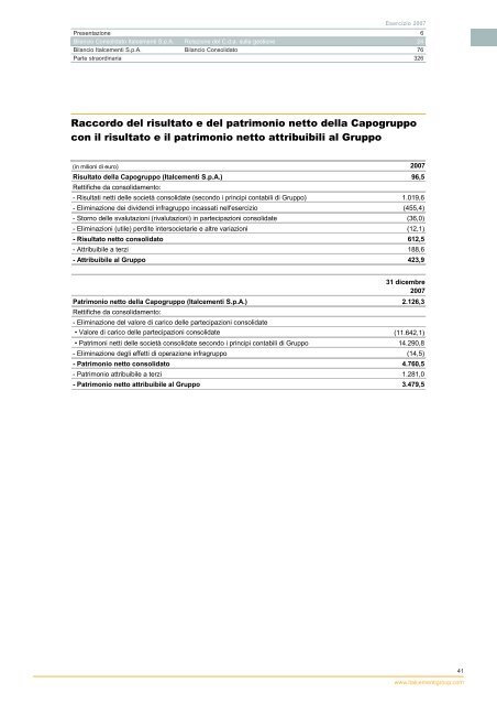 Bilancio 2007 - Italcementi Group