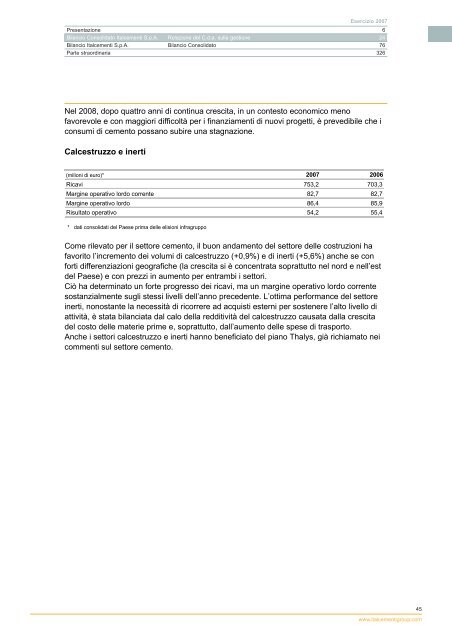 Bilancio 2007 - Italcementi Group