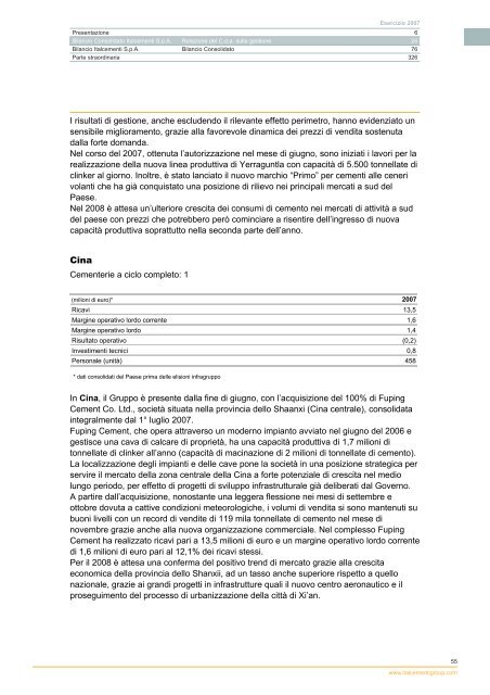 Bilancio 2007 - Italcementi Group