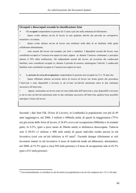 La valorizzazione dei lavoratori maturi (over 50): una ... - Italia Lavoro