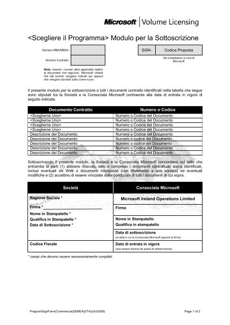  Modulo per la Sottoscrizione - Italia Lavoro