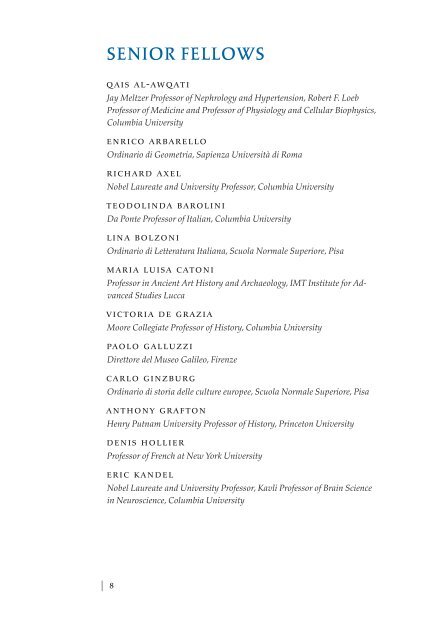 2011-2012 - The Italian Academy - Columbia University