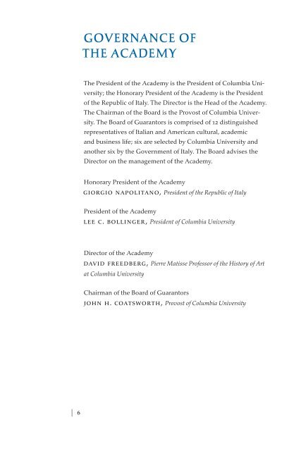 2011-2012 - The Italian Academy - Columbia University