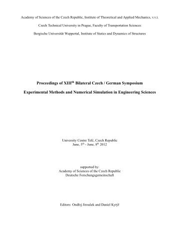 Proceedings of XIIIth Bilateral Czech / German Symposium ...