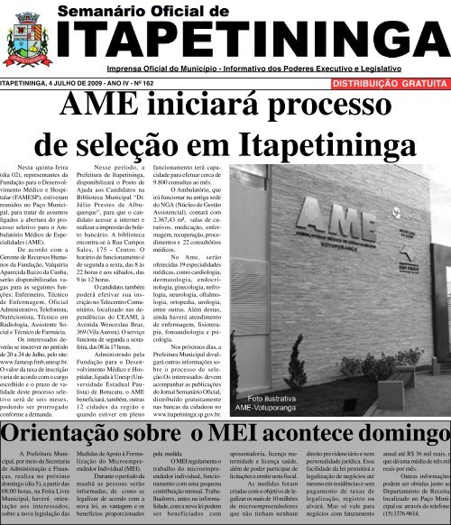 AME iniciarÃ¡ processo de seleÃ§Ã£o em Itapetininga - Prefeitura ...