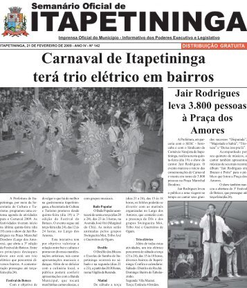 Carnaval de Itapetininga terÃ¡ trio elÃ©trico em bairros - Prefeitura ...