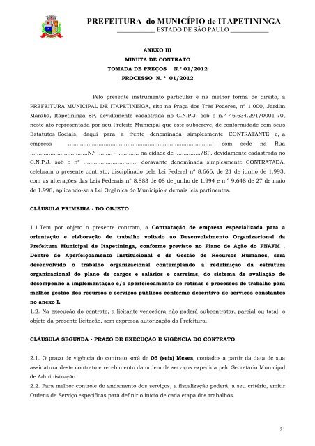 ContrataÃ§Ã£o de empresa especializada para a orientaÃ§Ã£o e ...