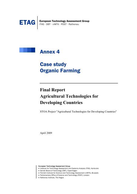 Annex 4: Case study âOrganic Farmingâ - ITAS
