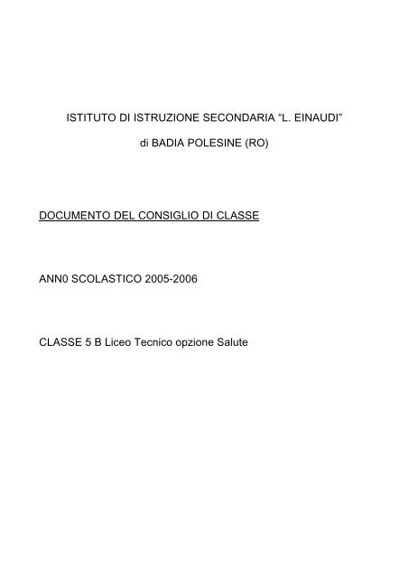 di BADIA POLESINE (RO) DOCUMENTO DEL CONSIGLIO ... - Einaudi